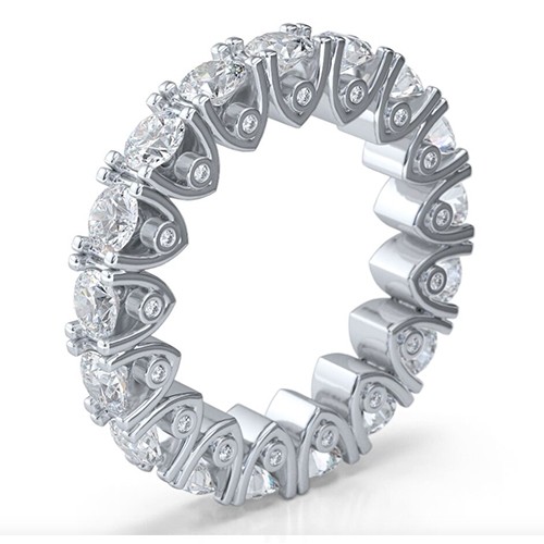 18K White Gold & CZ Eternity Dutch Ring