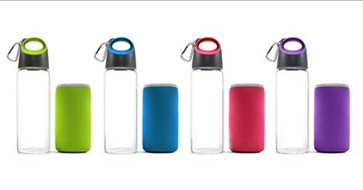 Carteret Collections Hot and Cold Glass Bottle with Sleeve 4 Colors