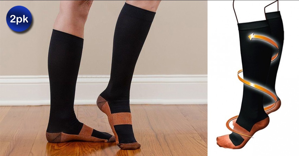 2 Pack Copper Compression Socks