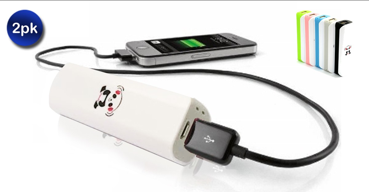 2Pack iPanda(R) 2600mAh Flash Chargers for Mobile Devices 5 Colors