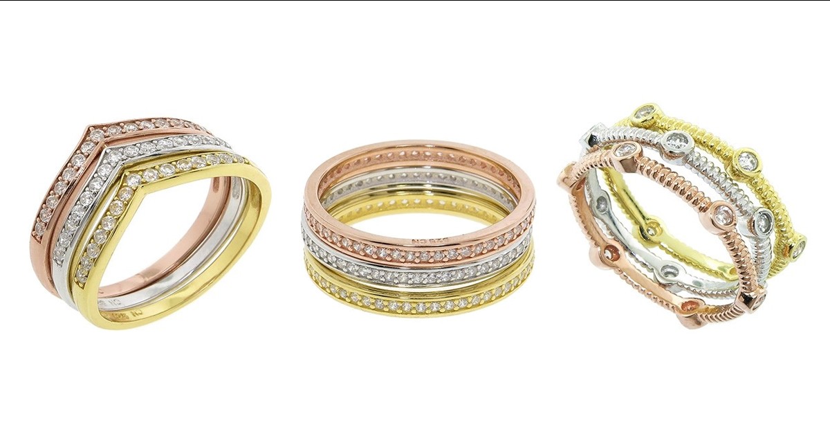 Sterling Silver TriColored Stackable Rings 10 Styles