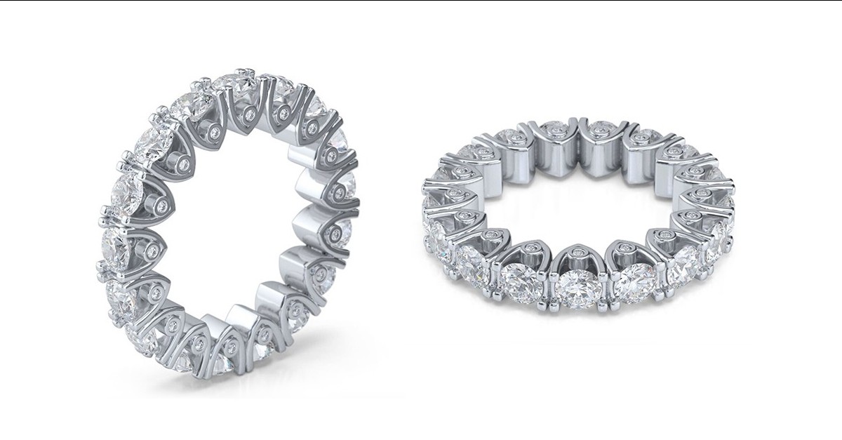 18K White Gold & CZ Eternity Dutch Ring