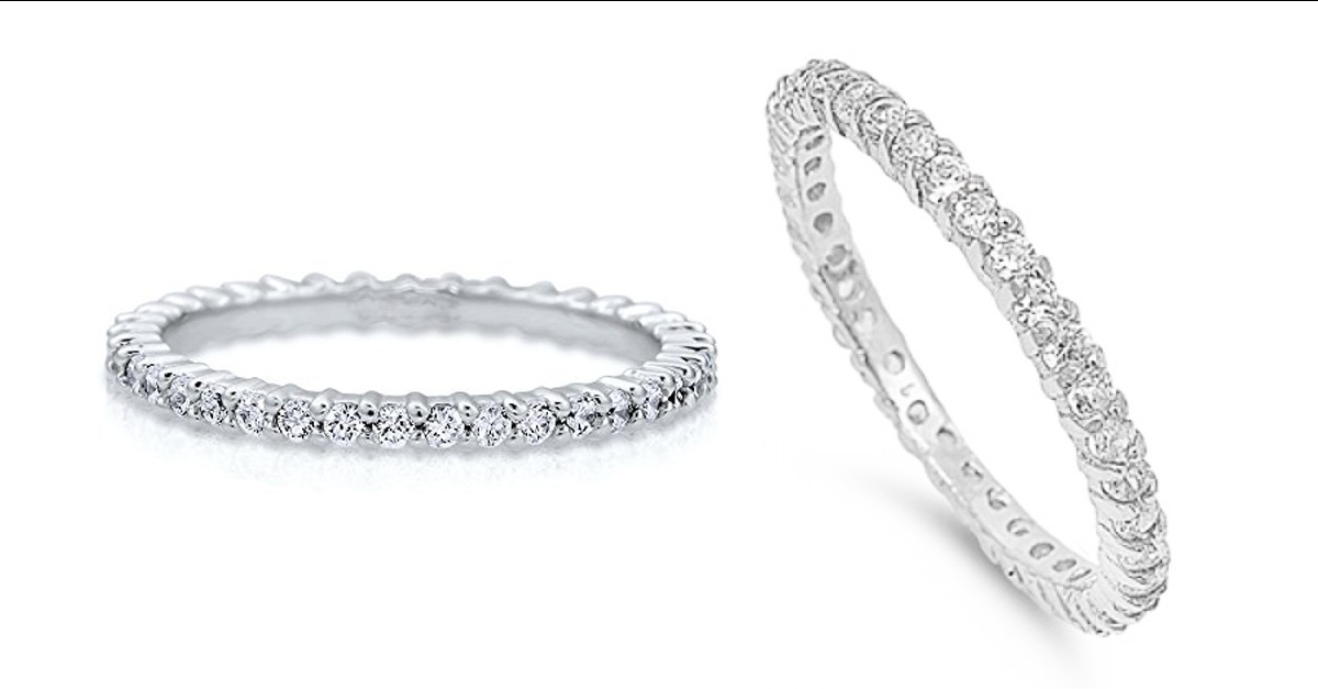 18K White Gold CZ Eternity Band Ring