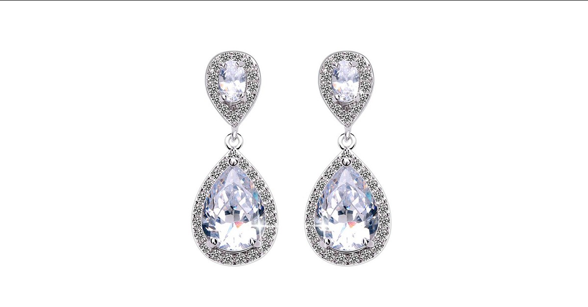 Simulated Diamond Teardrop Earrings
