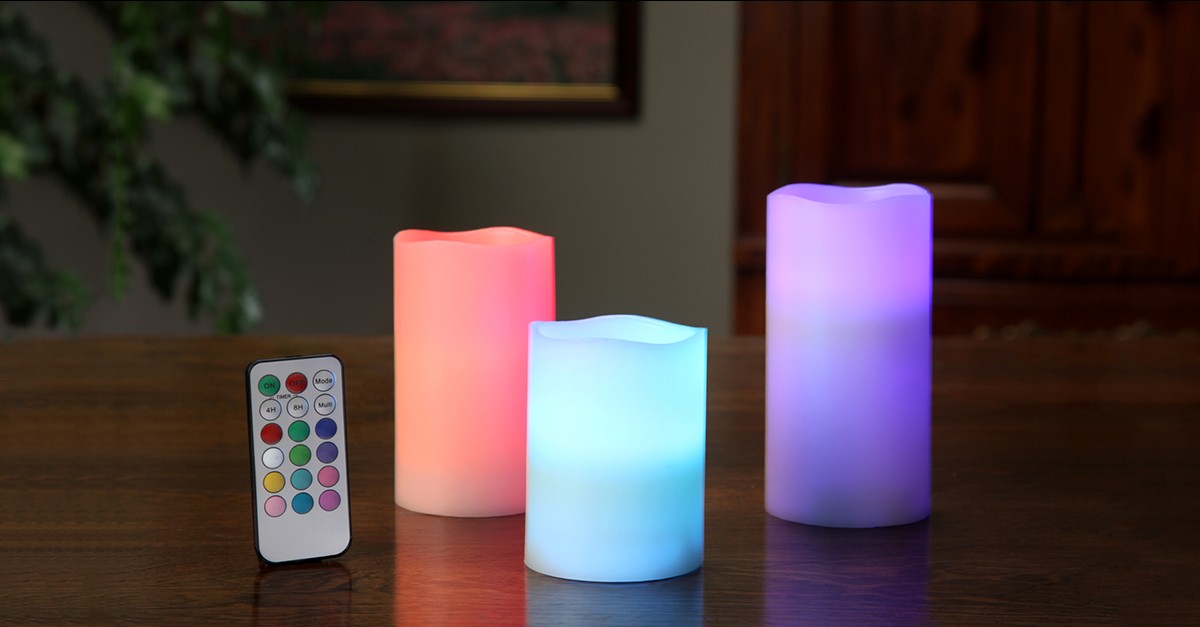 3 Piece ColorChanging Flameless Candles Set