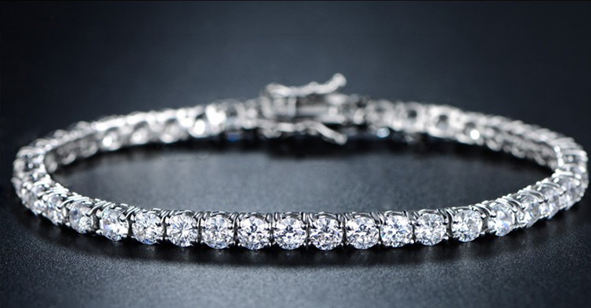 18kt White Gold Round Cubic Zirconia Tennis Bracelet