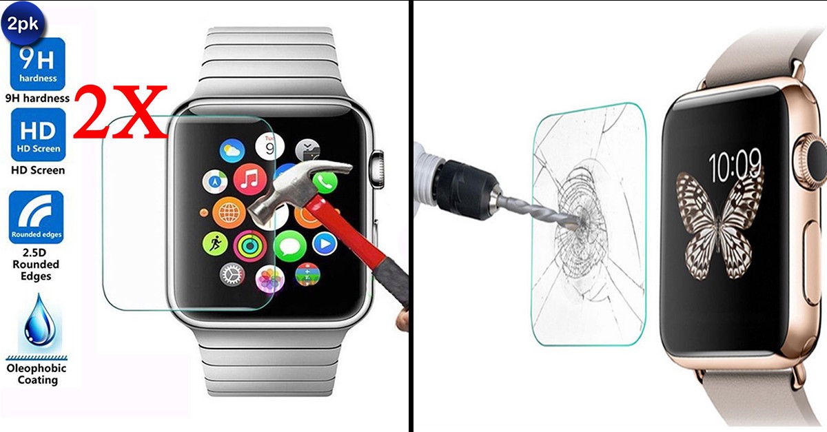 2 Pack iWatch Tempered Glass Screen Protector 2 Sizes