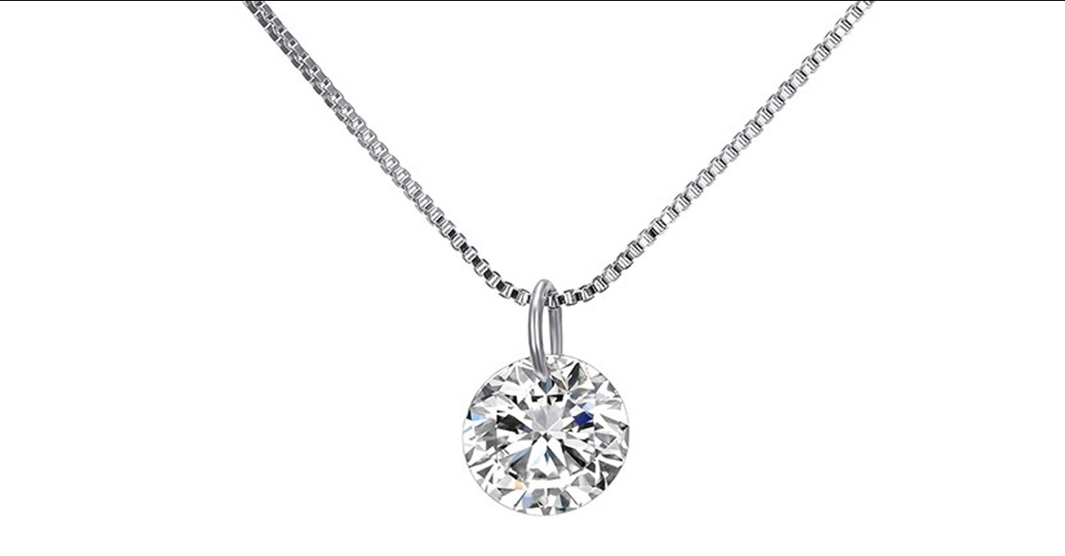 18K White Gold Drill Necklace Adorned with Swarovski® Crystals