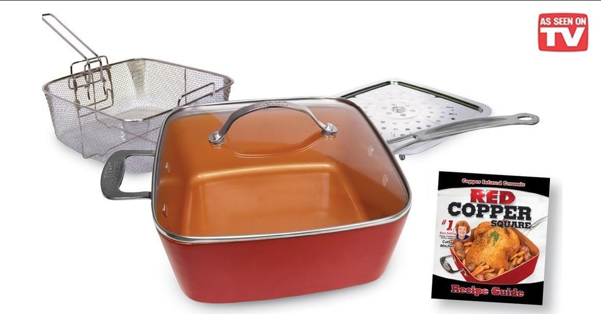 5 Piece Red Copper NonStick High Heat Cookware Set