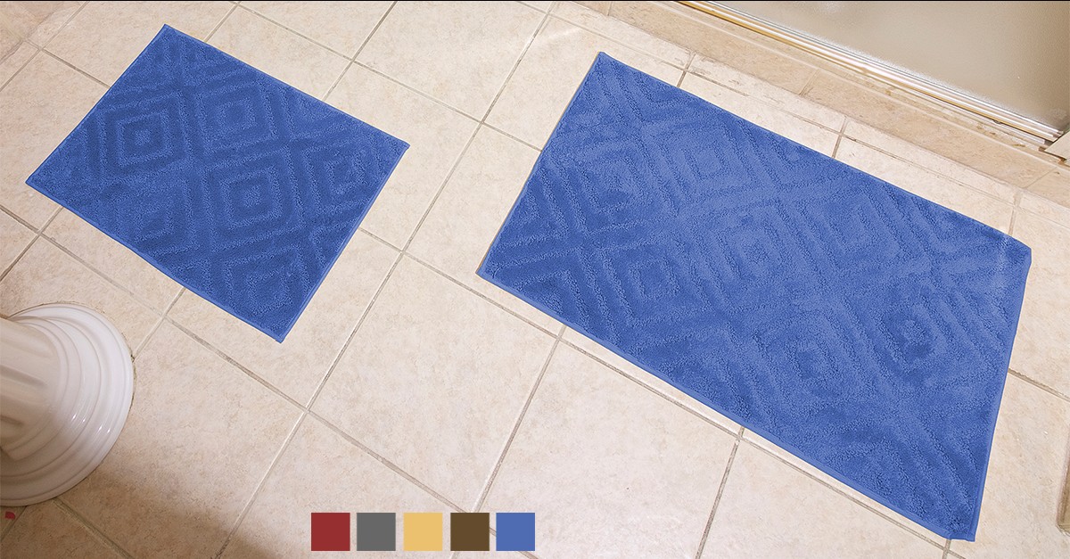 2Piece UltraPlush Microfiber Bath Rug Set 5 Colors