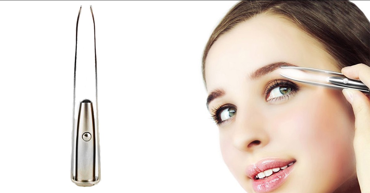 Stainless Steel Eyebrow Tweezer with LED Light