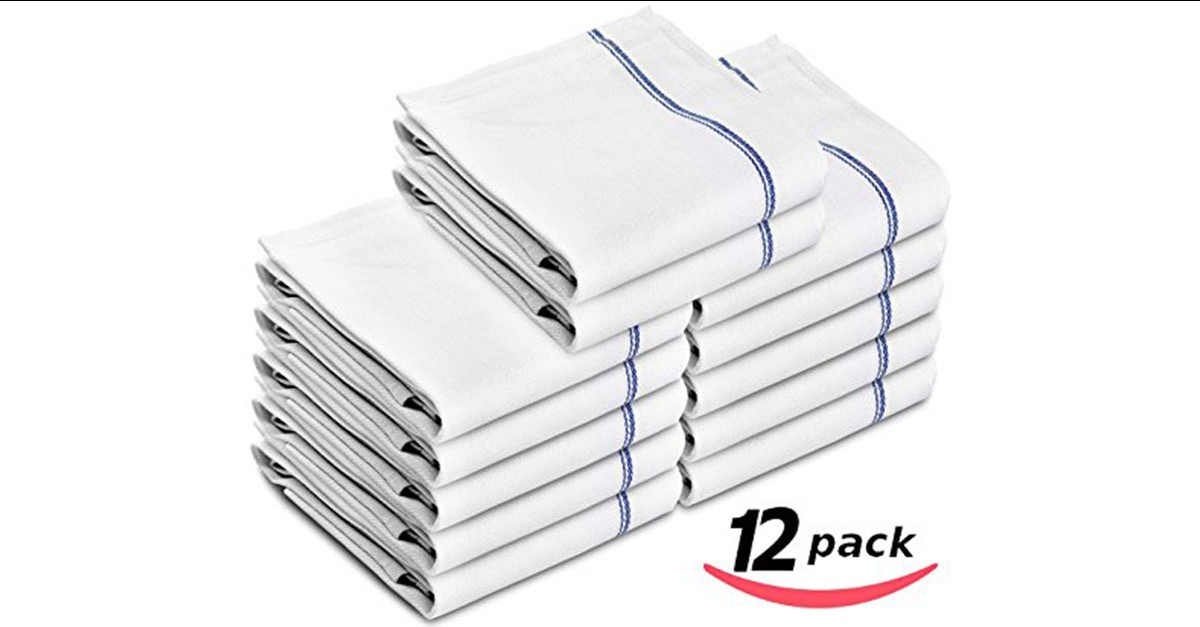 12 Pack Kitchen Towels 100 White Cotton