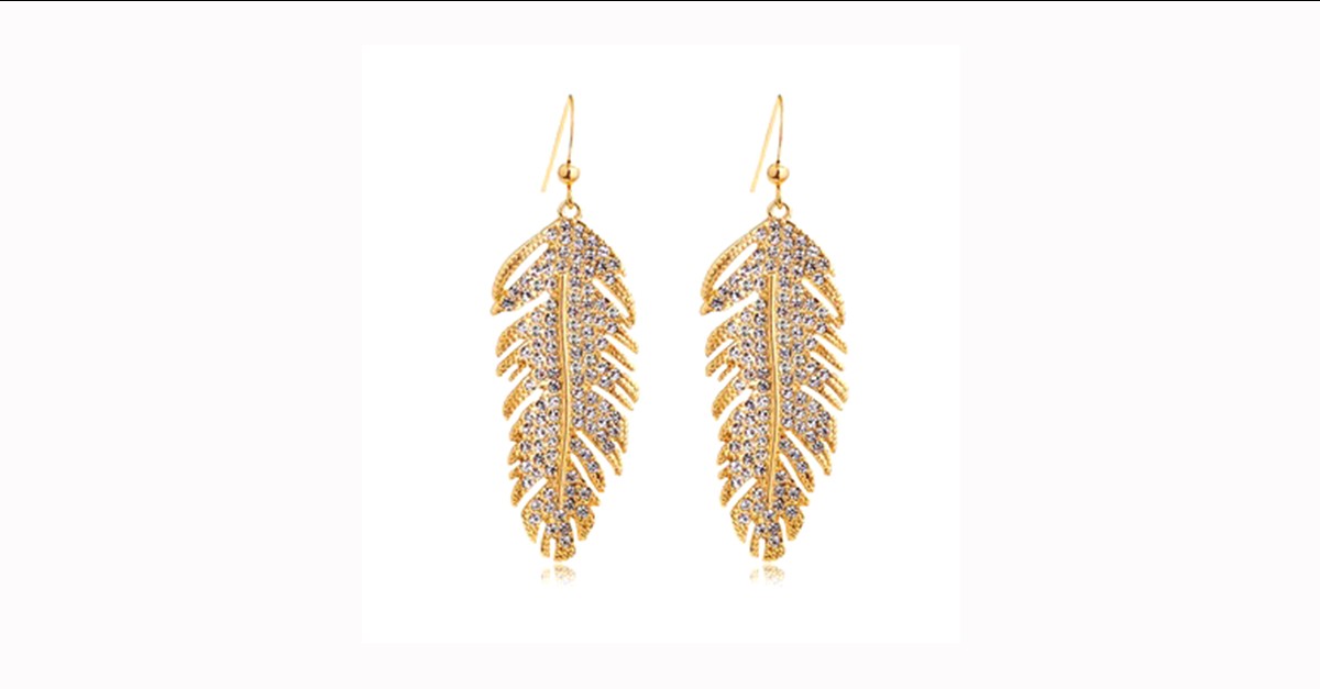 Gold Feather Earrings