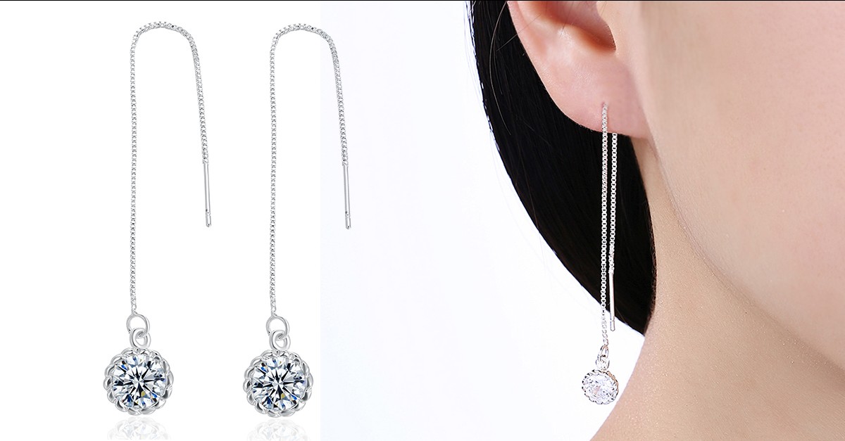 Sterling Silver Austrian Crystal Threader Earrings