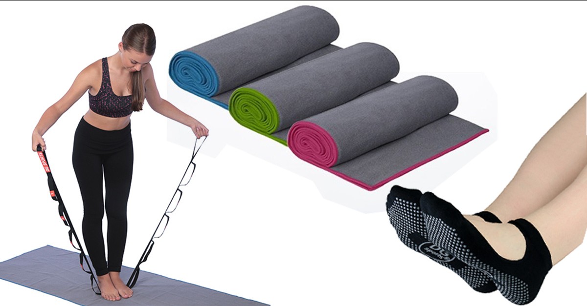 3 Piece Set Yoga Towel, Strap and Ankle Sock