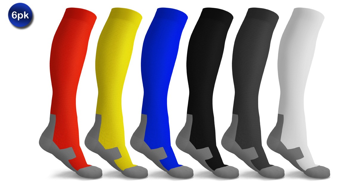 6 Pack Unisex Dynamic Compression Socks