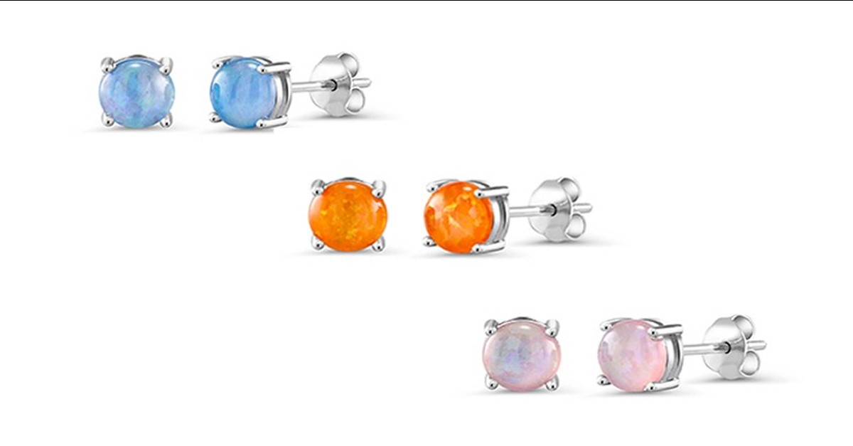 Genuine Gemstone Stud Earrings