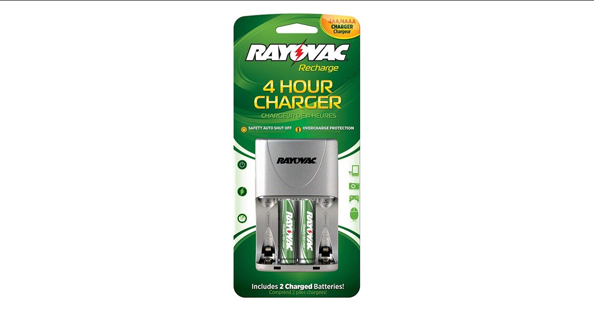 Rayovac 4 Position 4 Hour Value Charger with 2 AA Rechargeable Batteries