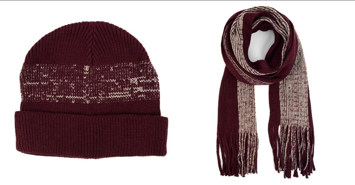 Men's Winter Knit Striped Scarf and Hat Set 8 Styles