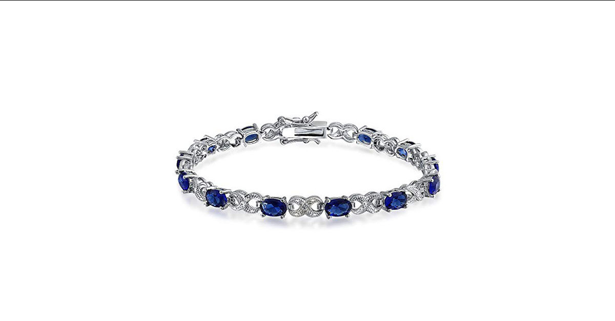 Genuine Sapphire and Diamond Accent Tennis Bracelet