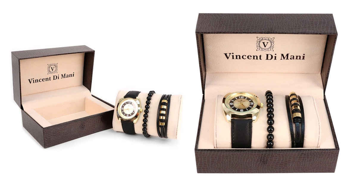Vincent Di Mani Men's Watch and Bracelet Gift Set 6 Styles
