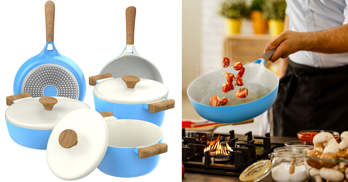 Vremi 8 Piece Ceramic Nonstick Cookware Set