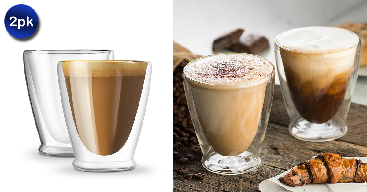 2 Pack Glass Latte Cups