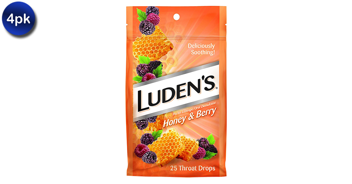 4 Pack Honey and Berry Luden's Cough Drops