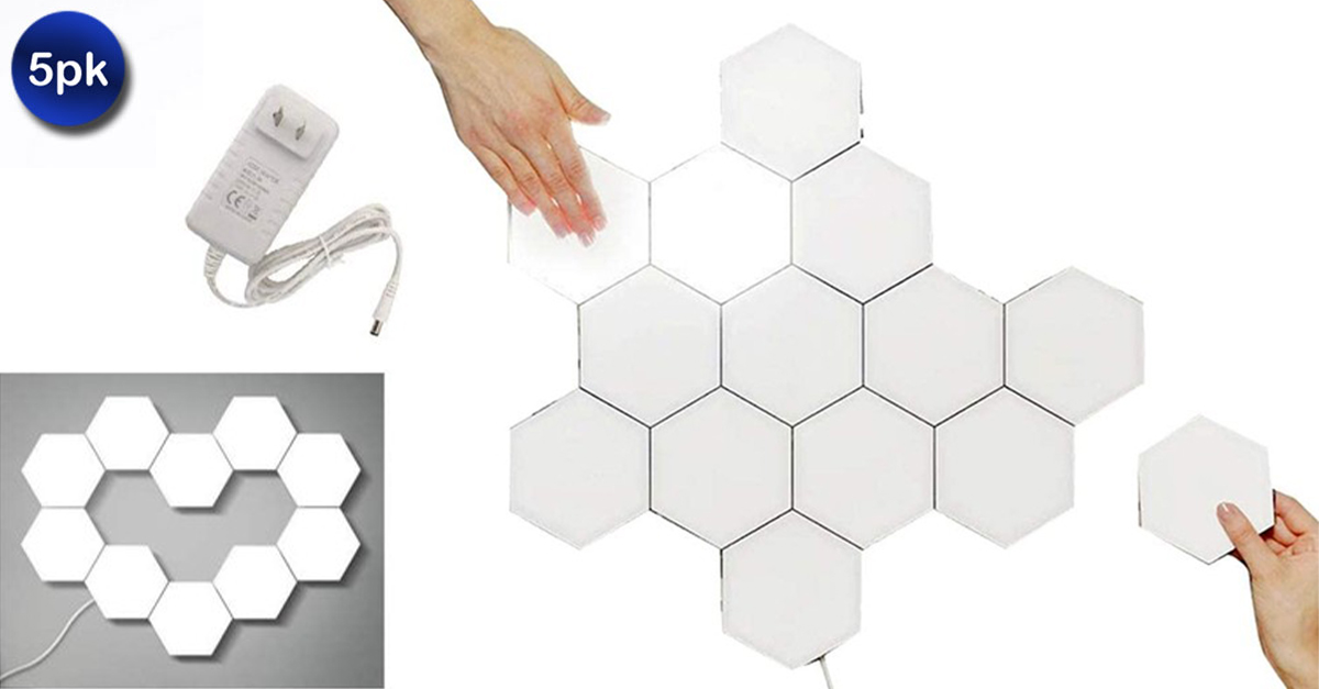 5 Pack Touch Sensitive Hexagonal LED Wall Night Lights