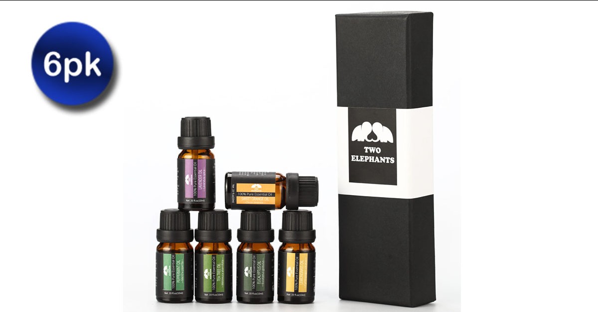 6 Pack Aromatherapy Therapeutic Grade Essential Oil Gift Set