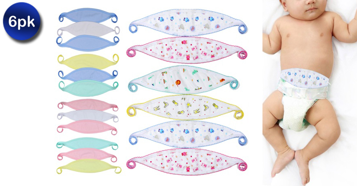 6 Pack Comfortable Newborn Baby Belly Binder Umbilical Cord Band