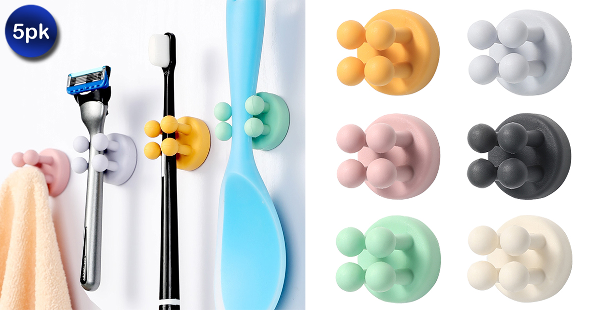 5 Pack Silicone Wall Hooks