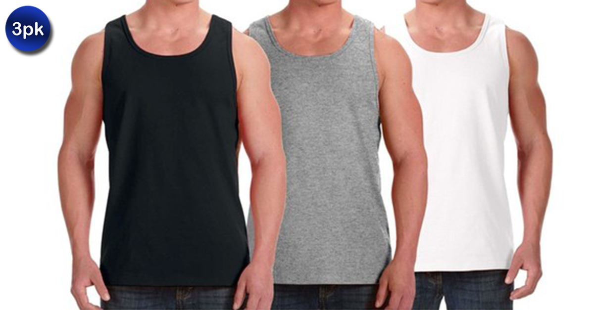 3 Pack Men's Premium Cotton Muscle Tank Tops 4 Options