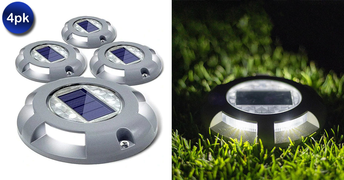 4 Pack LifeProof LED Driveway Deck Solar Light
