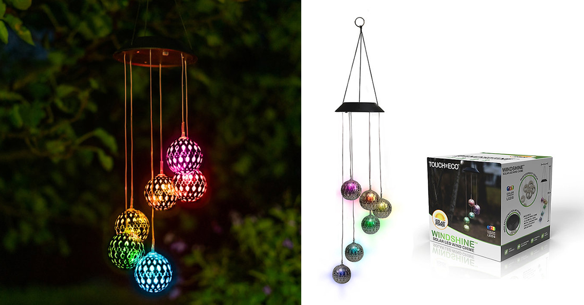 Touch Of ECO Solar Color Changing LED Mobile Wind Chime 1 Pack or 2 Pack