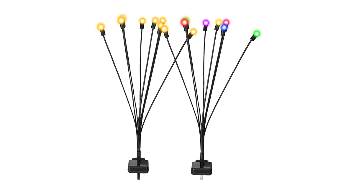 2Pcs Swaying Solar Powered Firefly Lights