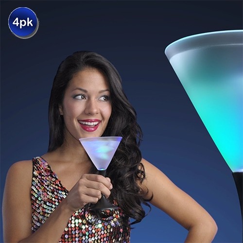 4Pack LED Lighted Cocktail Glasses with Black Stem