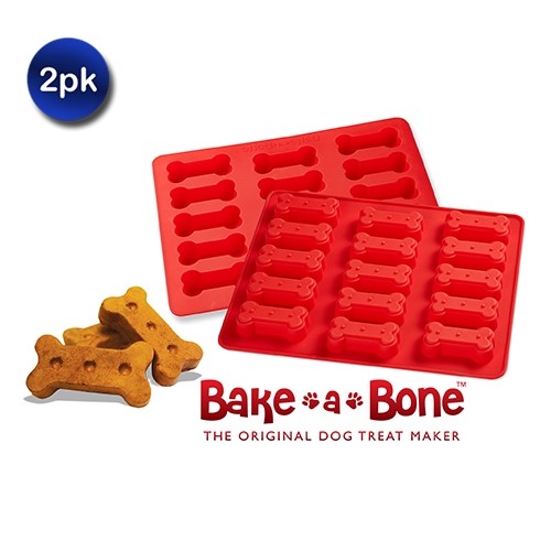 2 Pack: Bake a Bone Silicone Dog Treat Maker Tray - 2 Styles