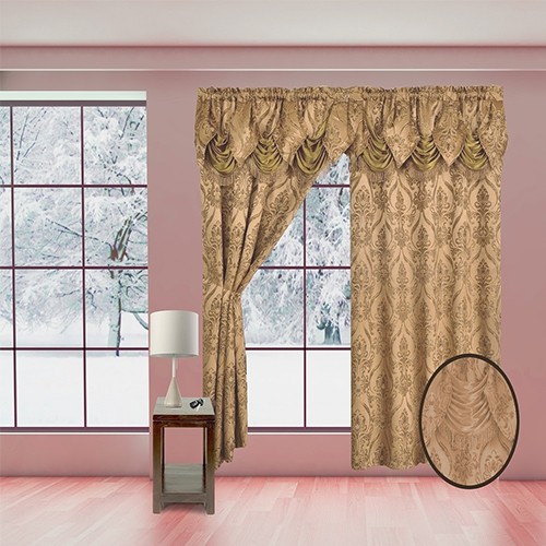 2 Pack Jacquard Design Curtain Panel with Valance 8 Styles