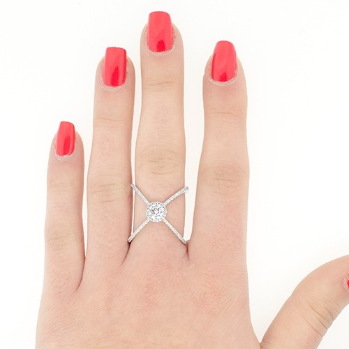 X Ring With Cubic Zirconia Stone - 3 Styles