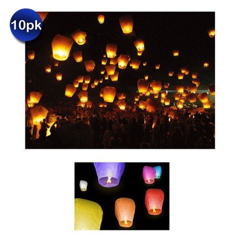 10 Pack Colorful Chinese Sky Lanterns