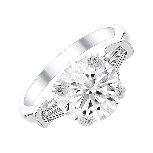 Cubic Zirconia Solitaire Engagement Ring in Sterling Silver 4 Styles