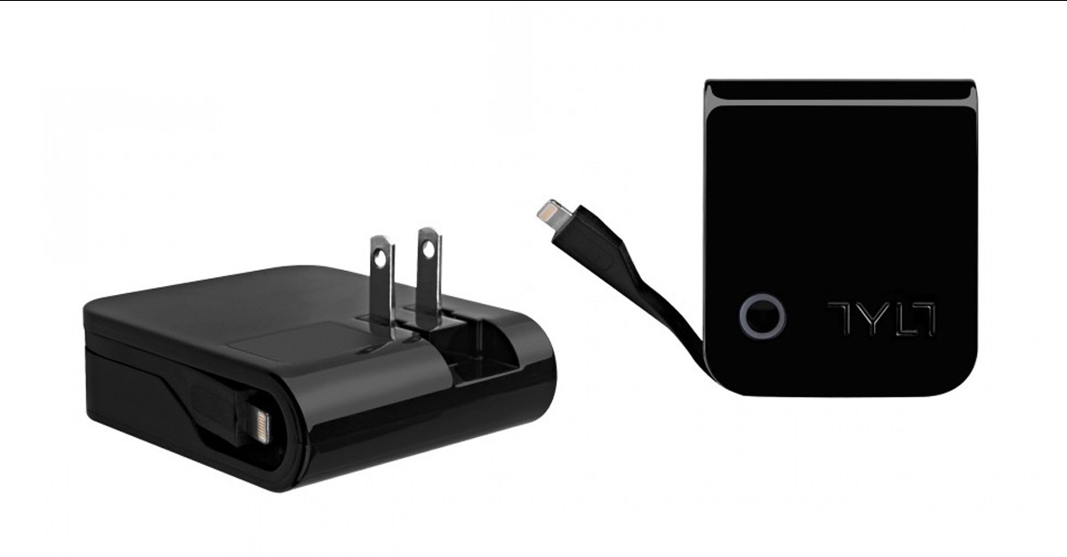 Tylt ENERGI Portable Travel Charger with Folding Prongs and BuiltIn Battery for iPhone 5/5S/5c