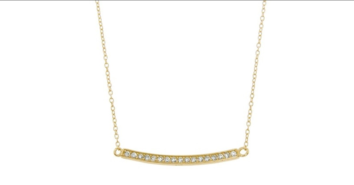 Cubic Zirconia Bar Necklace in 14K Gold