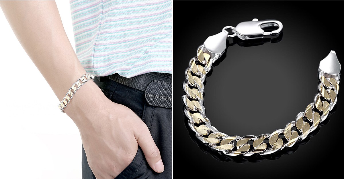 Men's Sterling Silver GoldTone Bracelet