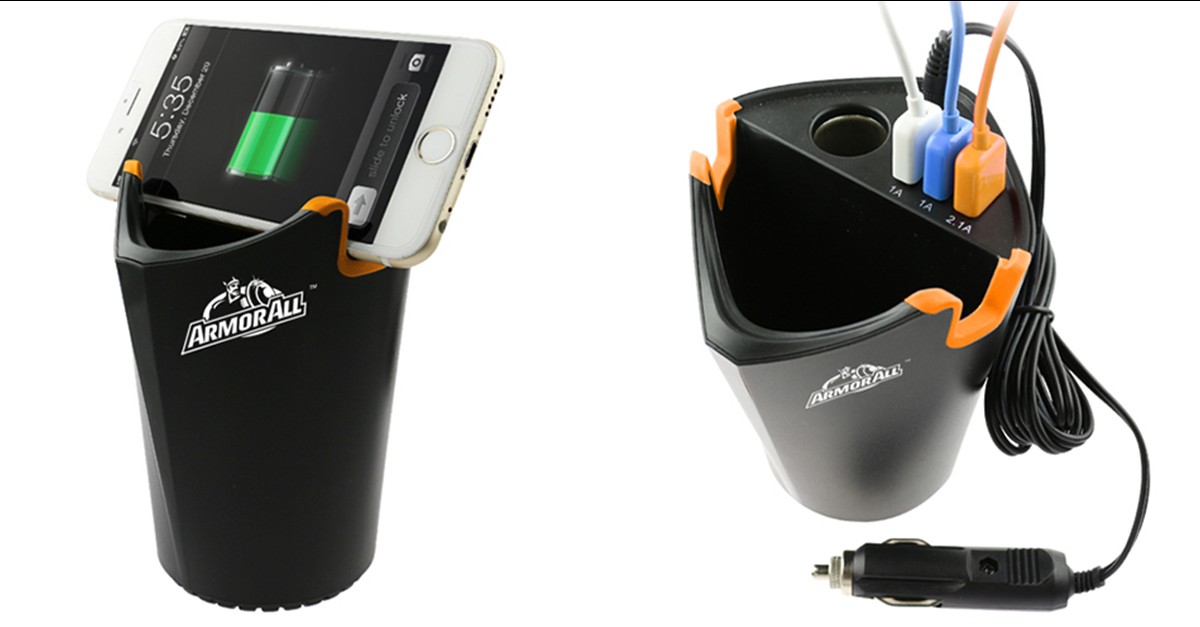 Armor All 3 USB/1 DC Cup Holder Charger