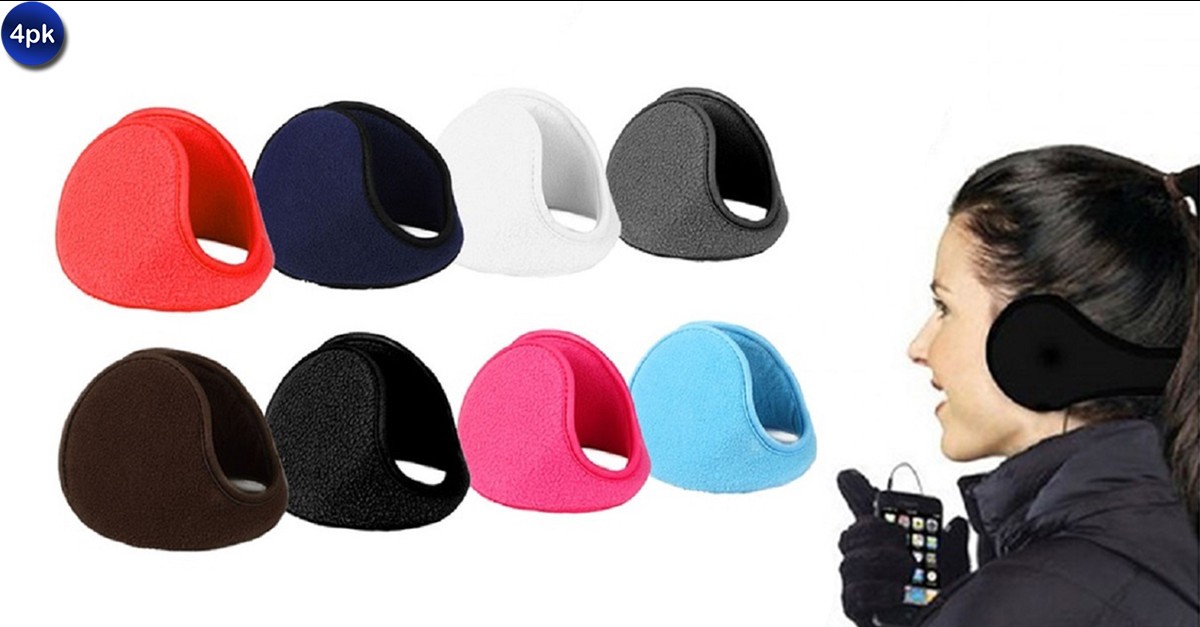 4 Pack Unisex Foldable Fleece Earmuffs Assorted Colors