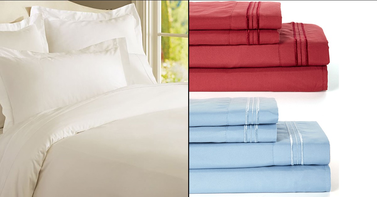 4 Piece 1800 Series Egyptian Deep Pocket Brushed Sheets Set 7 Colors