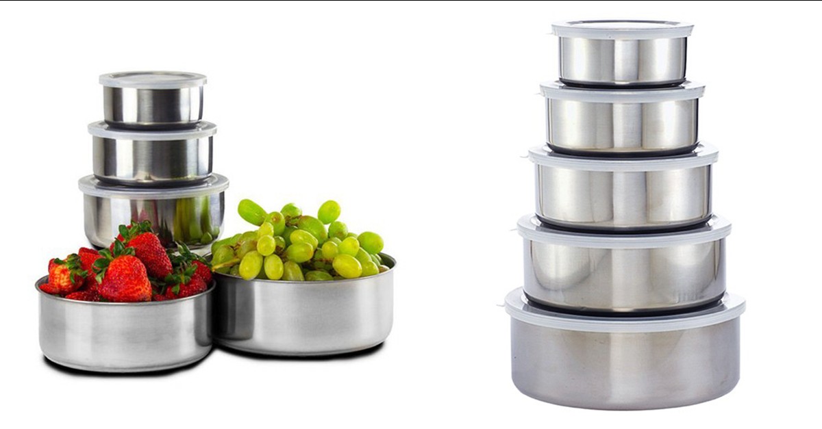 10 Piece Stainless Steel Storage Bowl Set