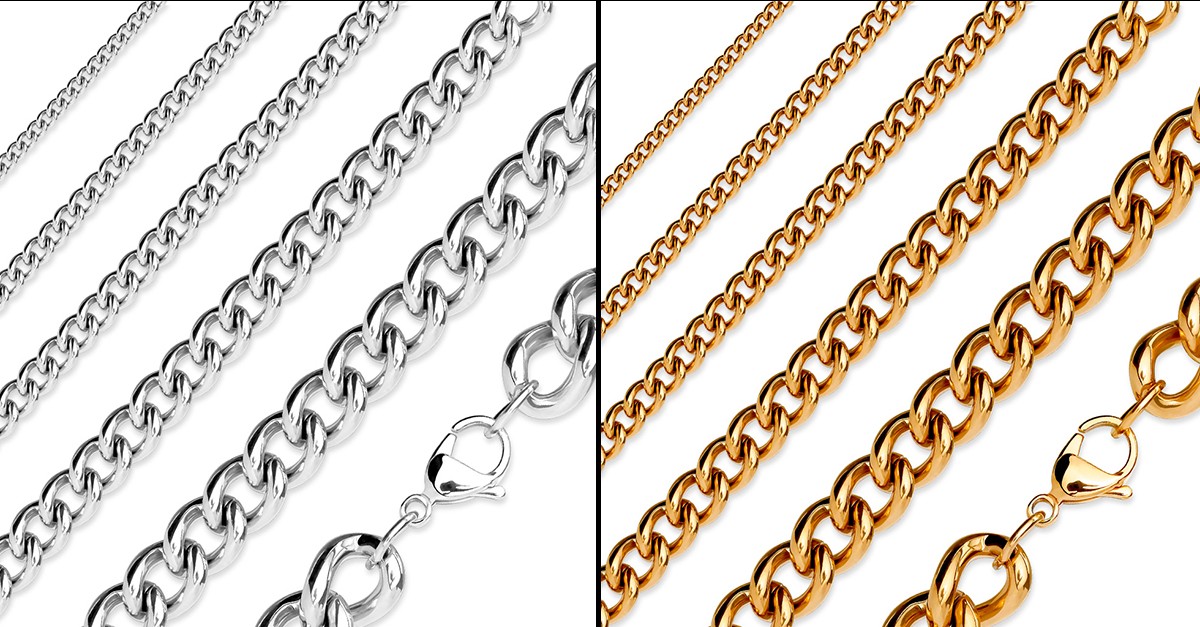 316L Stainless Steel Cable Chain Necklace 4 Finishes